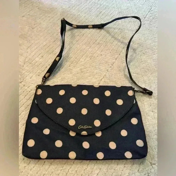 cath kidston Crossbody Blue And Cream Polk A Dot Print Flap Over Style - Picture 1 of 7
